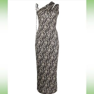 Nanuska Printed One Shoulder Midi Dress (S)